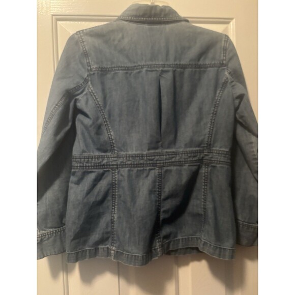 CHICO'S Sz 0 Light Blue STRETCH DENIM Button-Up JACKET w Pockets y2k Vtg - Picture 4 of 4